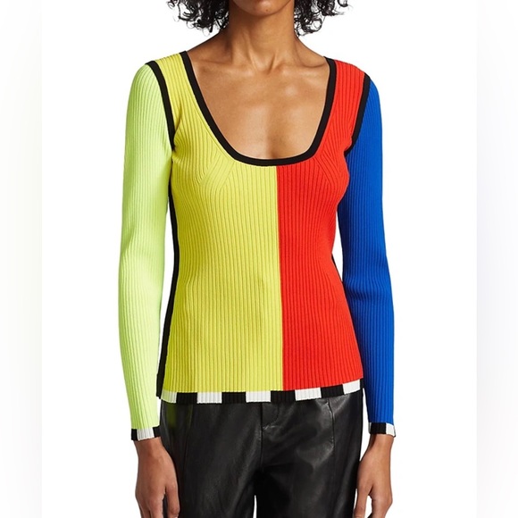CHRISTOPHER JOHN ROGERS Colorblock Rib-Knit Sweater - Picture 2 of 6